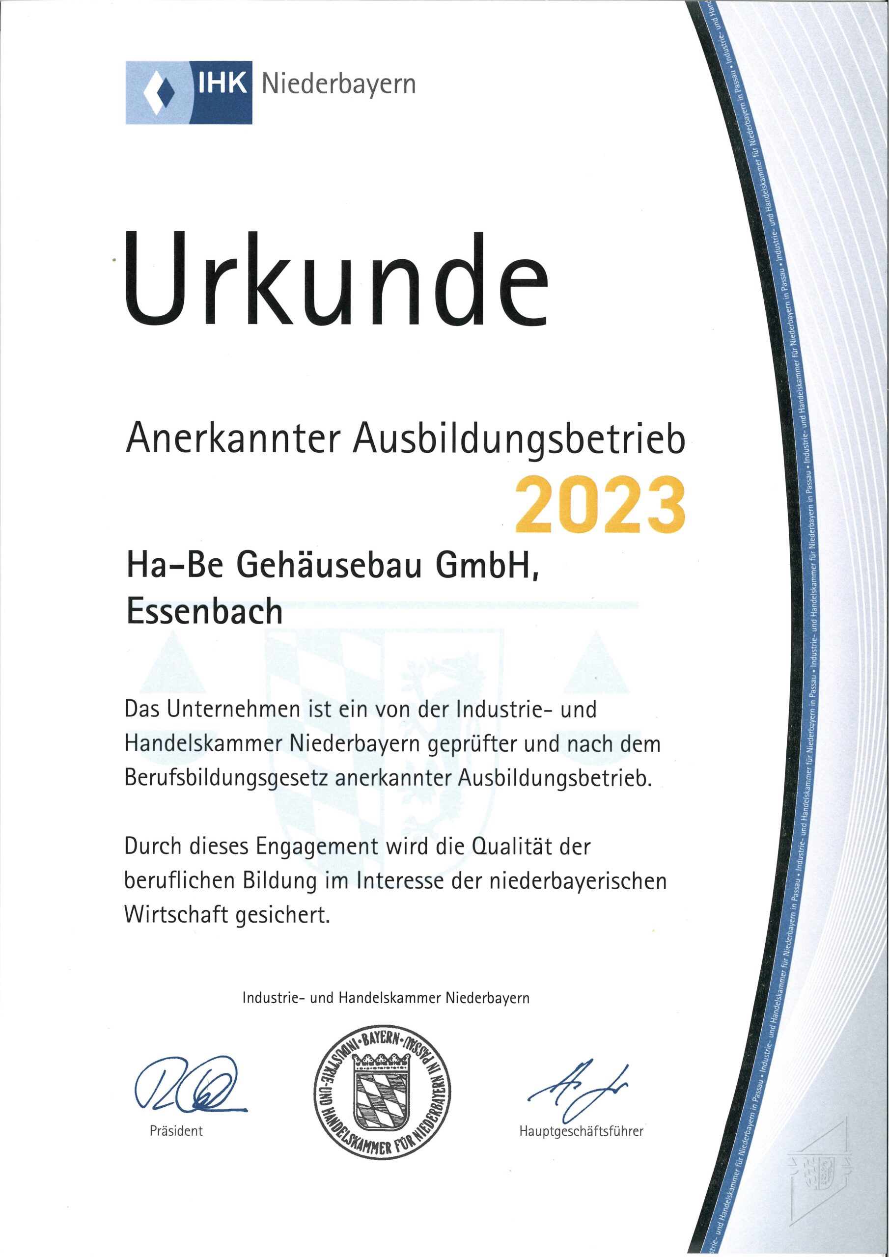 Anerkannter Ausbildungsbetrieb 2023